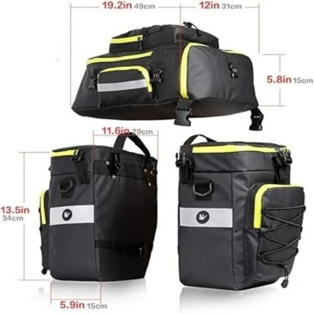 Rhinowalk Bicycle Pannier Rack Bag 3-in-1 Saddle, Laptop & Shoulder Bag Waterpro - Picture 10 of 14